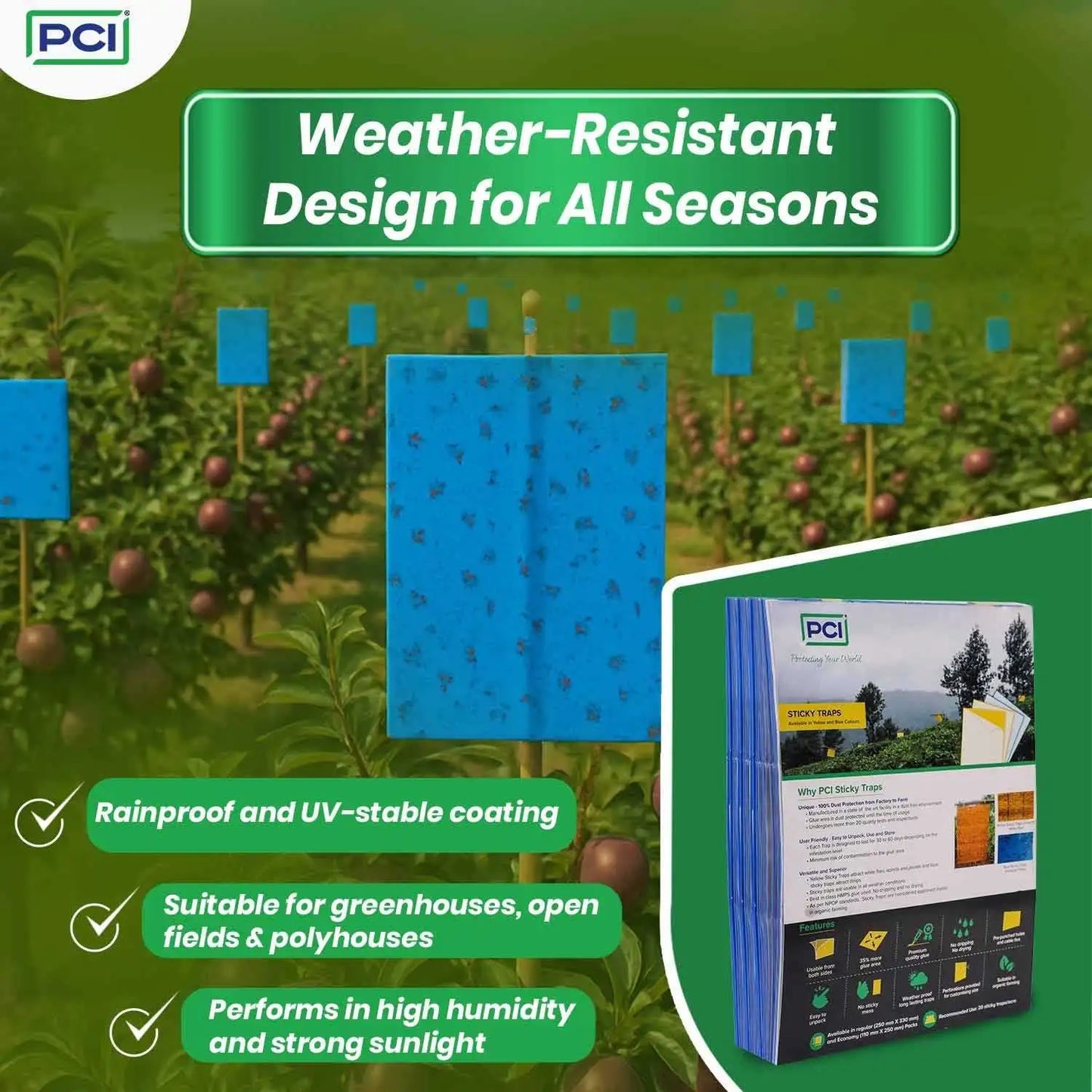 Weather resistant blue sticky traps