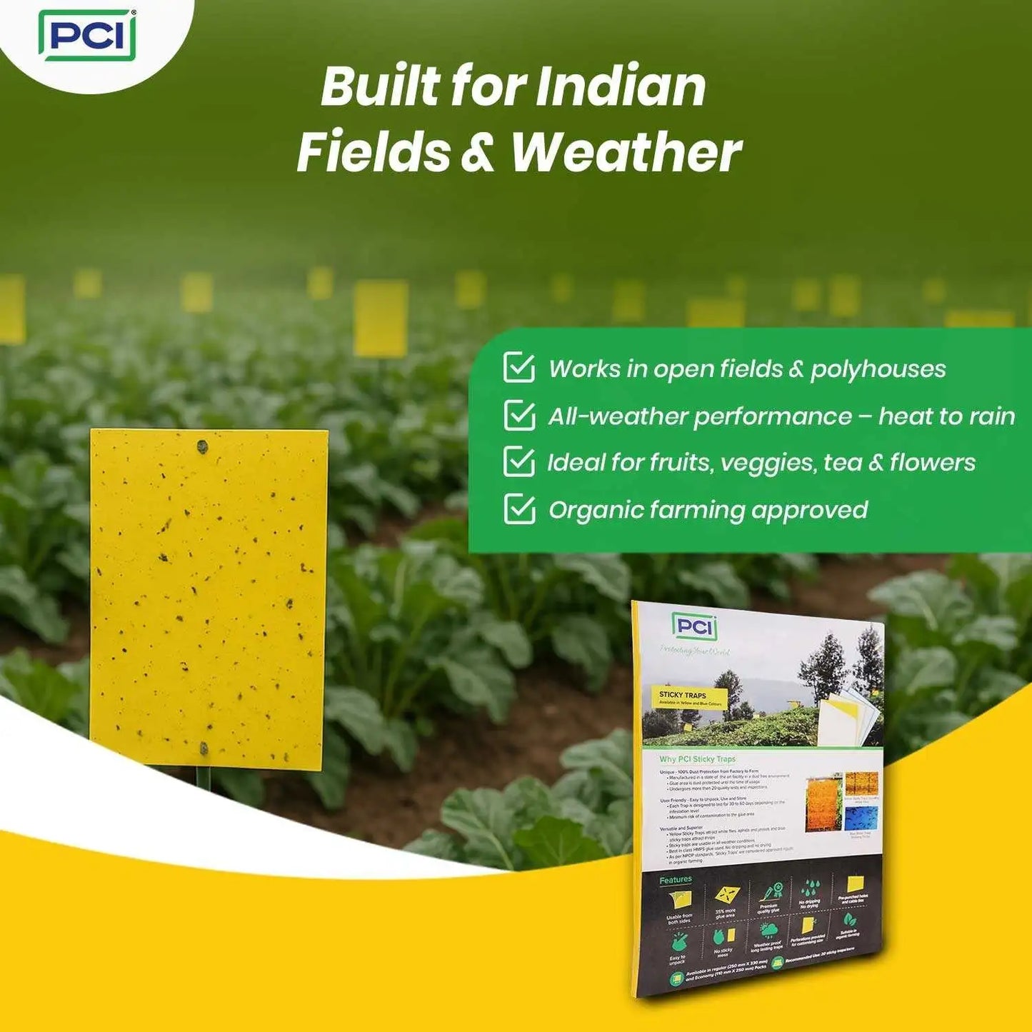 Built indian fields yellow sticky traps
