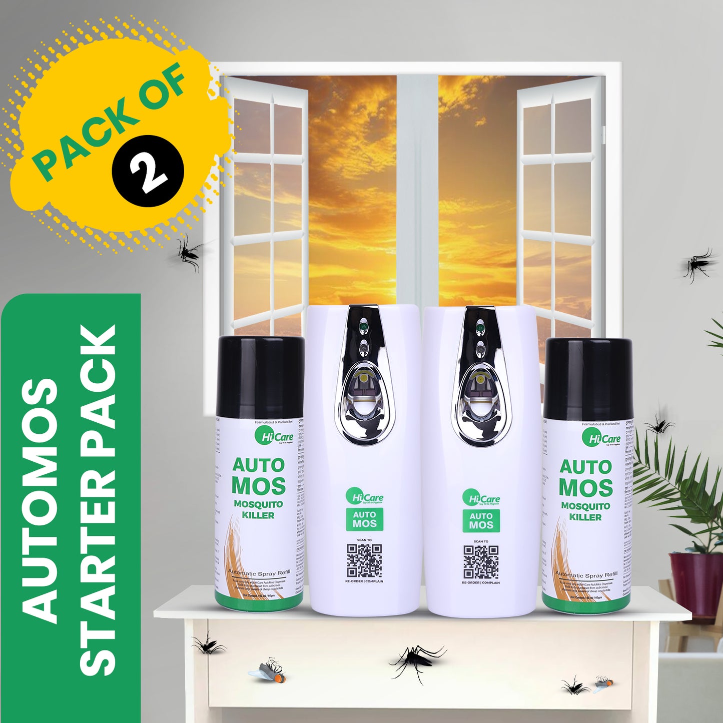 AutoMos Mosquito Repellent Machine Pack of 2 - 2 Dispensers + 2 Refills