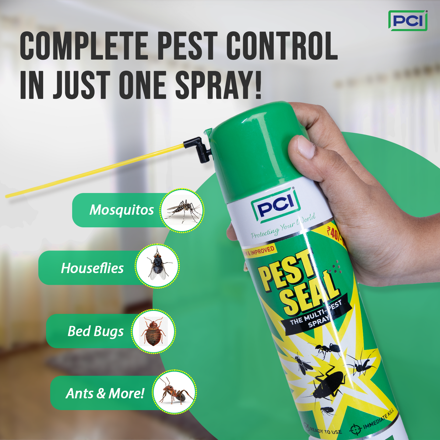 Pest Seal Multi-Insect Spray - 600ml | All-in-One Protection Against Cockroaches, Ants, Flying & Crawling Insects, and More
