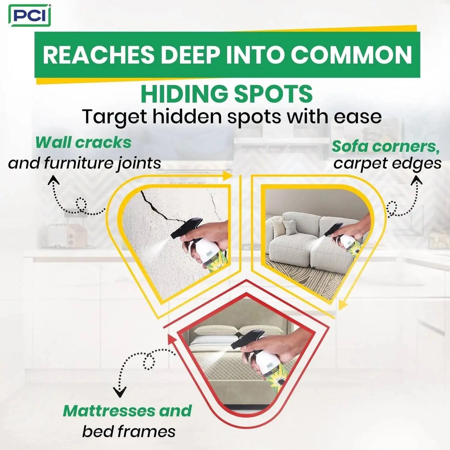 Reaches deep into common bed bug spray​