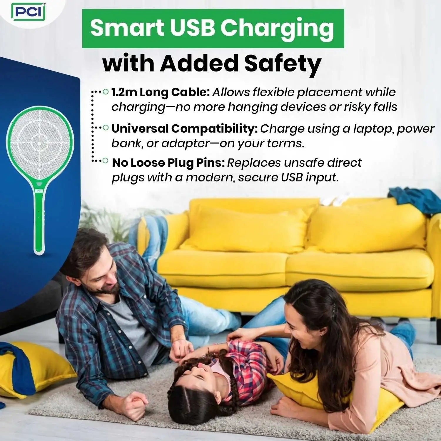 Smart USB Charging mosquito racket
