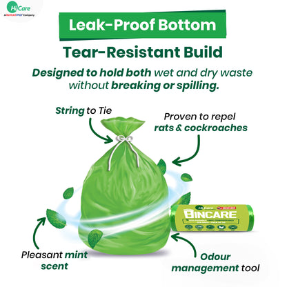 HiCare Bincare Compostibale Garbage Bags I 120 Bags (Pack of 4)