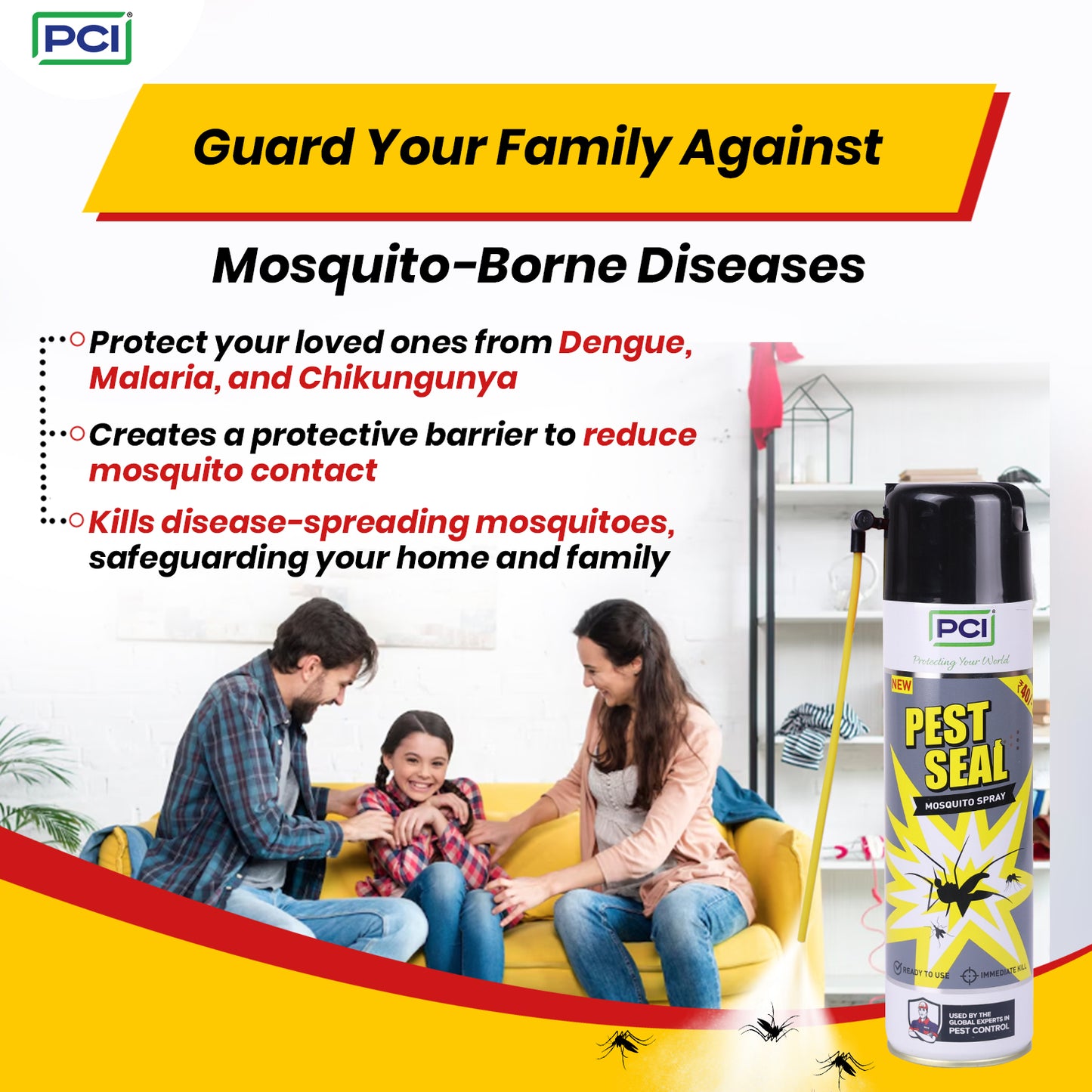 Pest Seal Insect & Mosquito Repellent Spray - 2 x 425ML | Quick Defense for Home & Outdoor Use