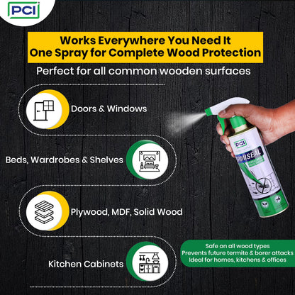 Termiseal Herbal Wood Preservative Spray - 500ml + 1Ltr| Eco-Friendly & Insect Protection for Wood Against Termites, Borers, and Pests.