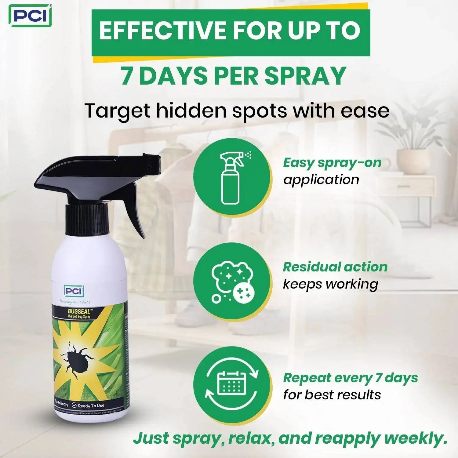 Effective for up to 7 days bed bugs control spray​