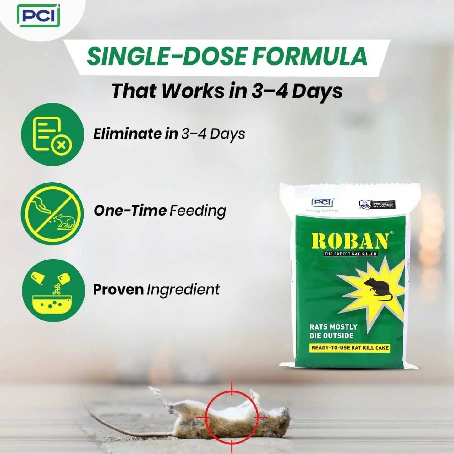 Single dose formula roban rat bait