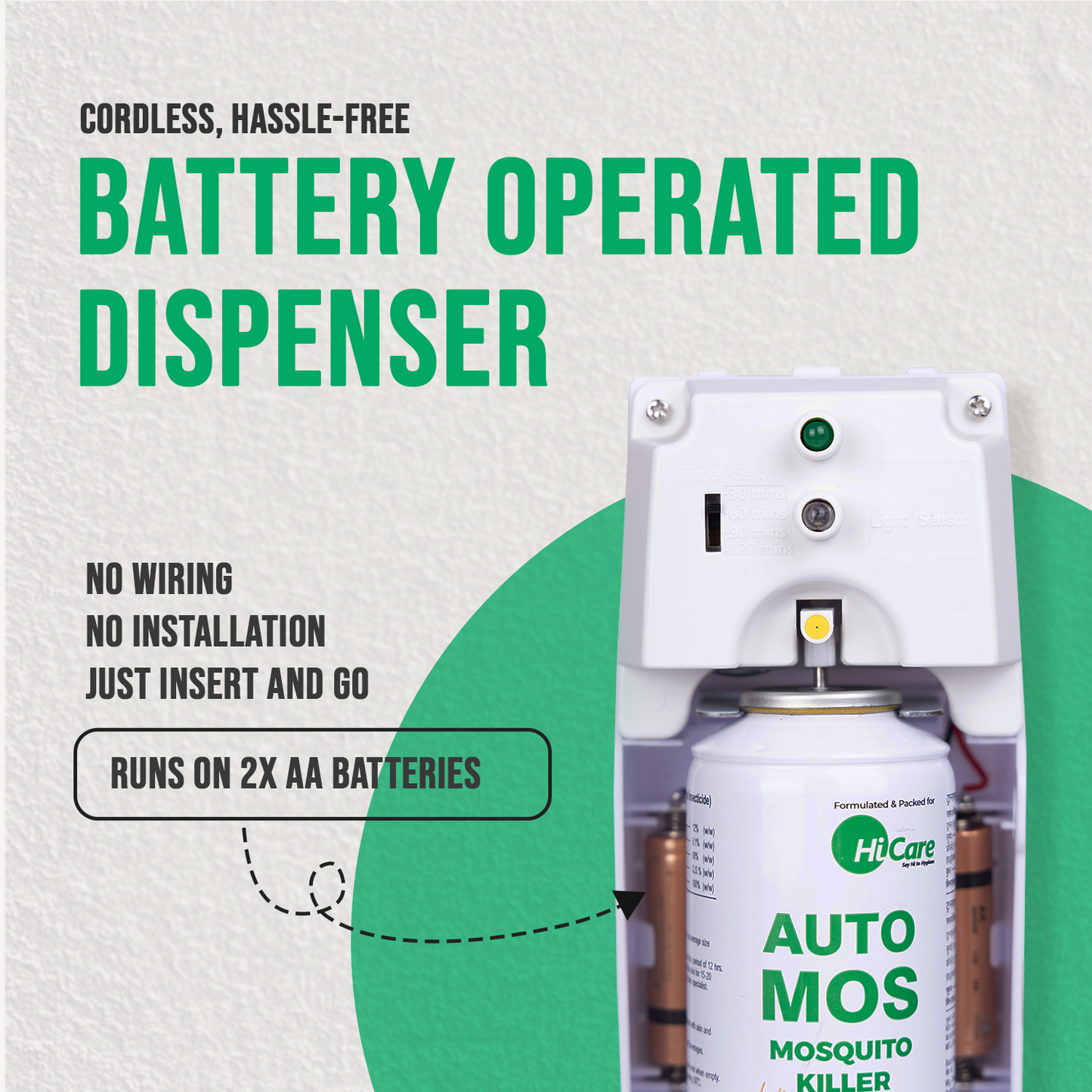AutoMos Mosquito Repellent Machine + 1 Refill – Starter Pack | 90 Days Automatic Spray | Battery Operated, No Wires or Switches | No pungent Smell | Keep Windows Open 24×7