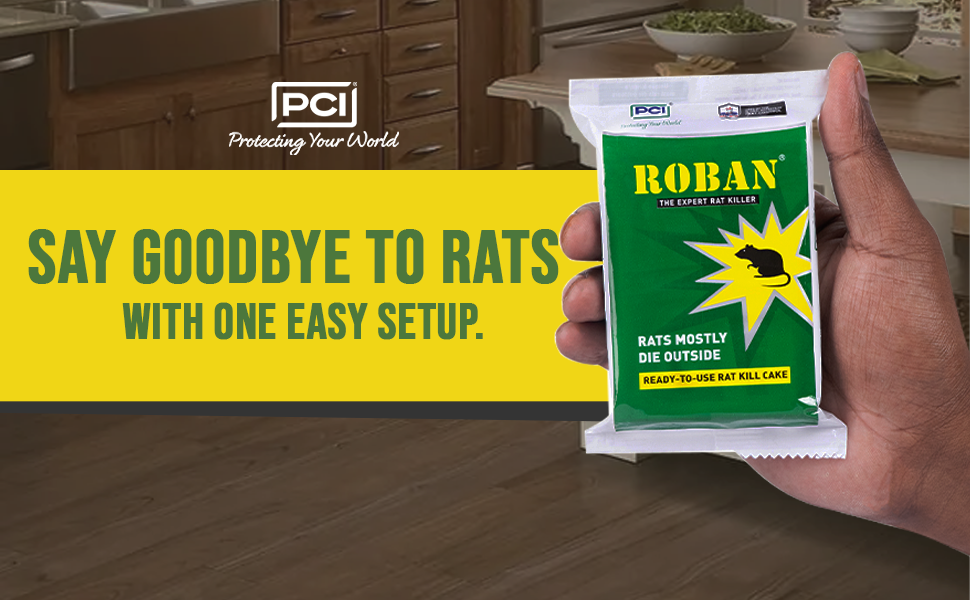 PCI ExpertO Rechargeable Mosquito Bat + Roban Rat Cake – 10 Wax Blocks | Indoor & Outdoor Use