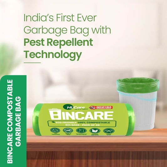 HiCare Bincare Compostable Garbage Bags I 120 Bags (Pack of 4)