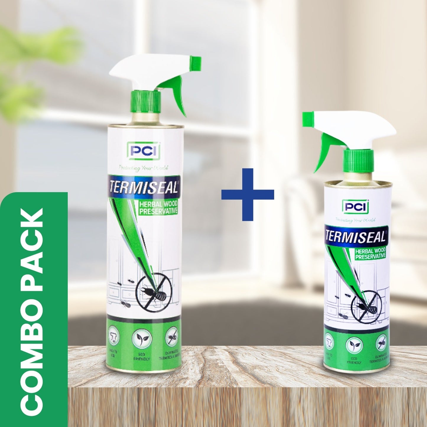 Termiseal Herbal Wood Preservative Spray - 500ml + 1Ltr| Eco-Friendly & Insect Protection for Wood Against Termites, Borers, and Pests.