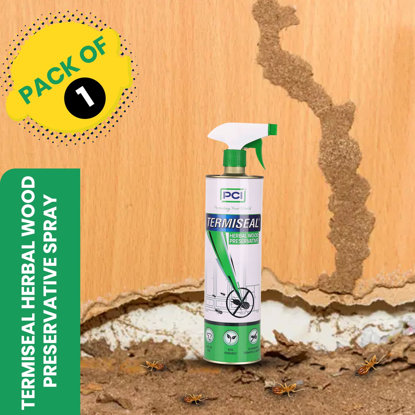 Termiseal Herbal Wood Preservative Spray - 1L| Eco-Friendly Termite & Insect Protection for Wood Against Termites, Borers, and Pests