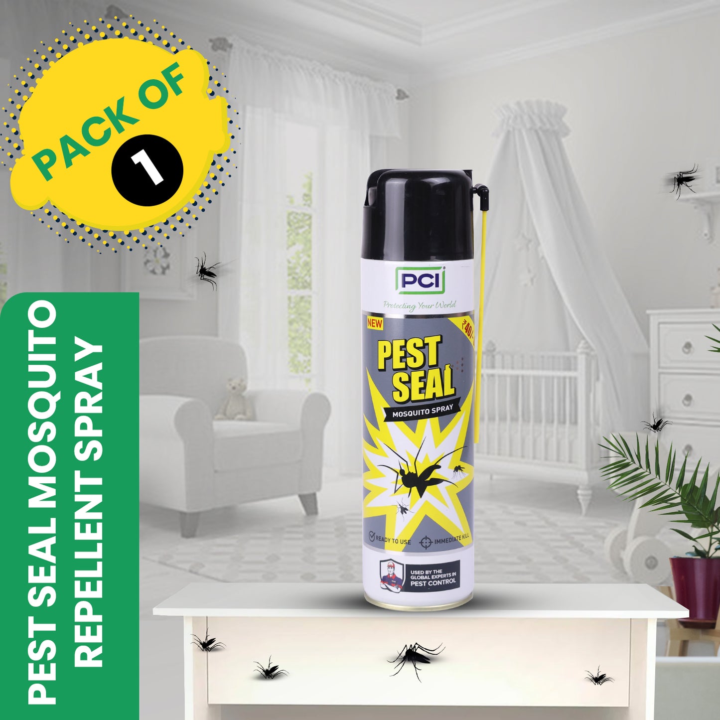 Pest Seal Mosquito Spray – 425ml | Rapid Mosquito Elimination | Dengue & Malaria Protection | Fresh Fragrance | Ideal for Home Use | Pack of 1