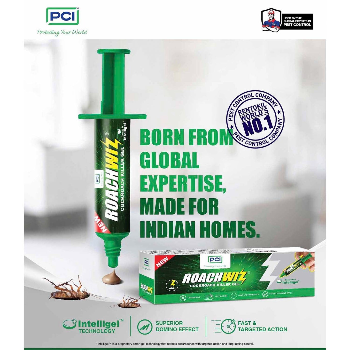 RoachWIZ Cockroach Killer Gel – Fast-Acting, Odorless Formula for Home & Kitchen