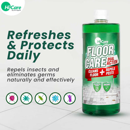 HiCare Organic Floor Disinfectant with Insect Repellent | 1L | Repels Cockroaches, Flies, Ants | Herbal Formula | Baby & Pet Safe | Multipurpose Cleaner for All Floors