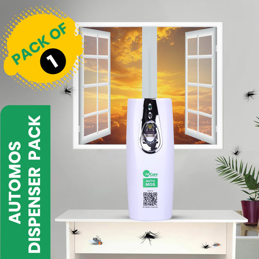 AutoMos Automatic Mosquito Repellent Dispenser – India’s 1st & Only | 24/7 Protection for Office Space, Living Room & Bedroom | Battery Operated, No Pungent Smell